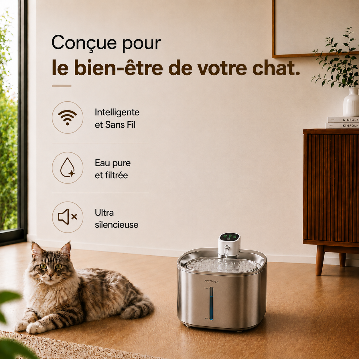 Fontaine à Eau Intelligente Sans Fil 4L