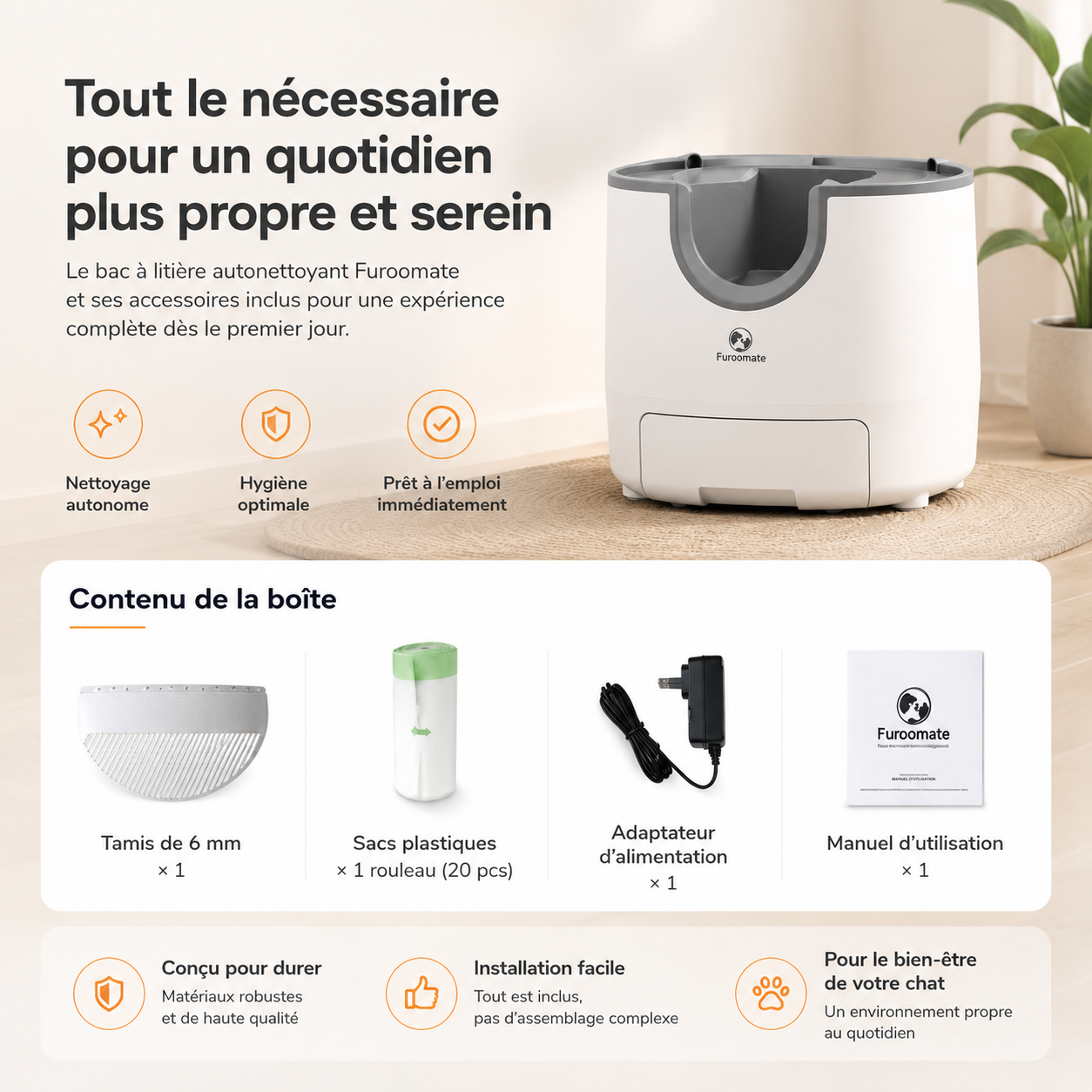 Litière Auto-Nettoyante Furoomate